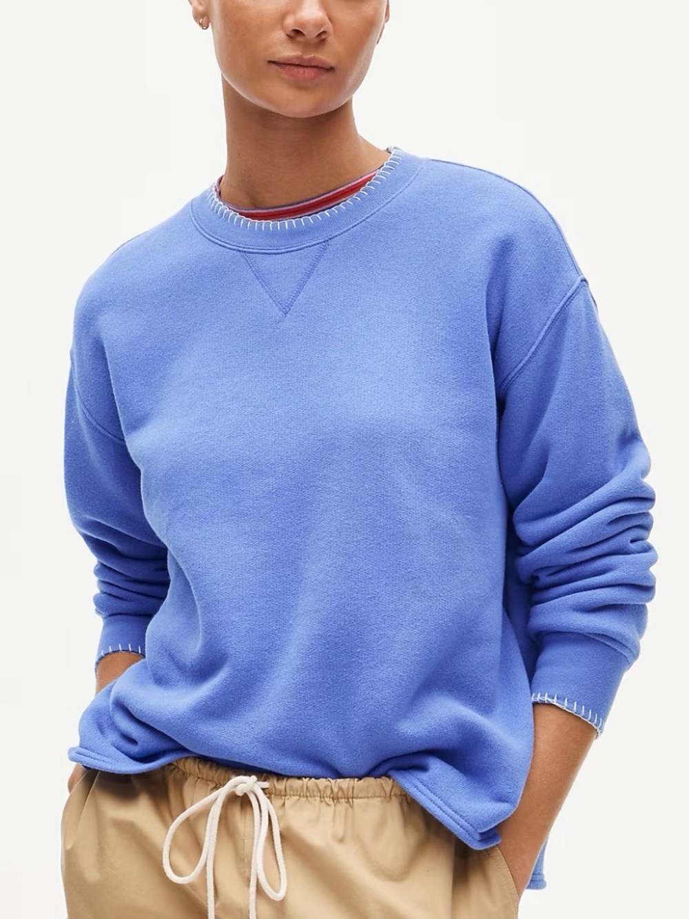 NWT J. Crew Contrast-trim heritage terry relaxed crewneck sweatshirt in Size XS